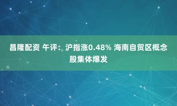 昌隆配资 午评：沪指涨0.48% 海南自贸区概念股集体爆发